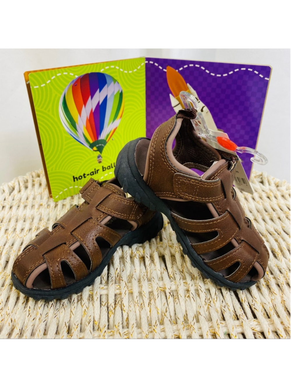 Carter's Toddler Boy's Brown Hook & Loop Closure Sandals Shoes Size 6 NWT